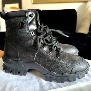 Moncler Crinkle Leather Hiking Boots